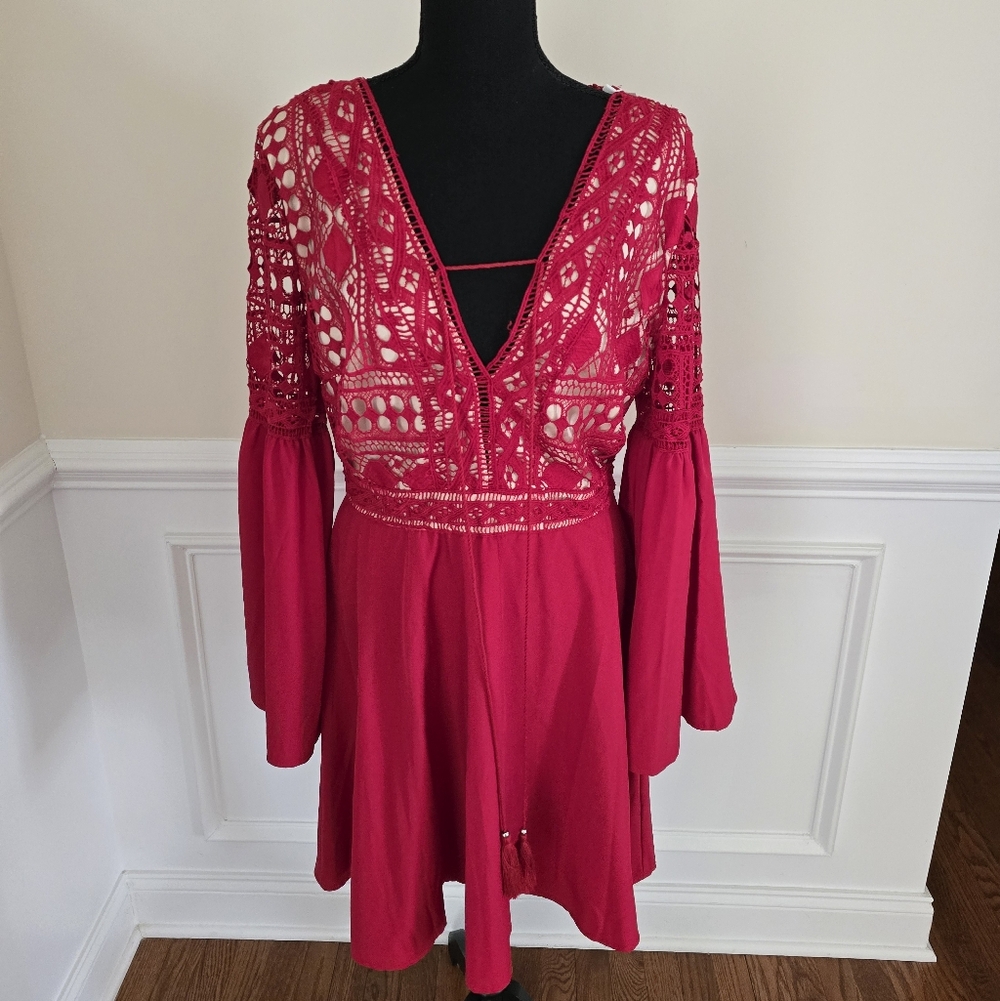 CBR Crochet Lace V-Neck Tunic